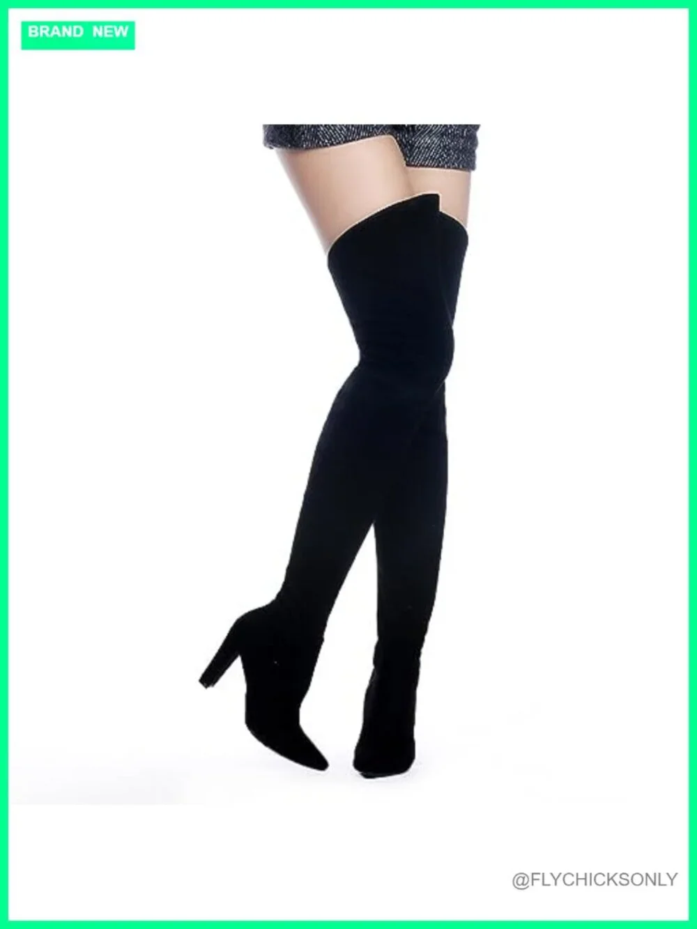 Stretch Suede Chunky Heel Over The Knee Boots Thigh High